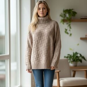 Staud Rockey Checkered Sweater Color Frappe Size Small NWOT